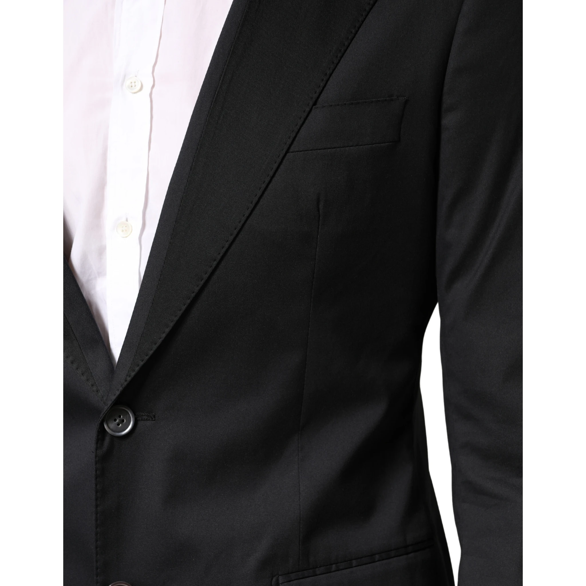 Black Cotton Single Breasted 2 Piece Suit
