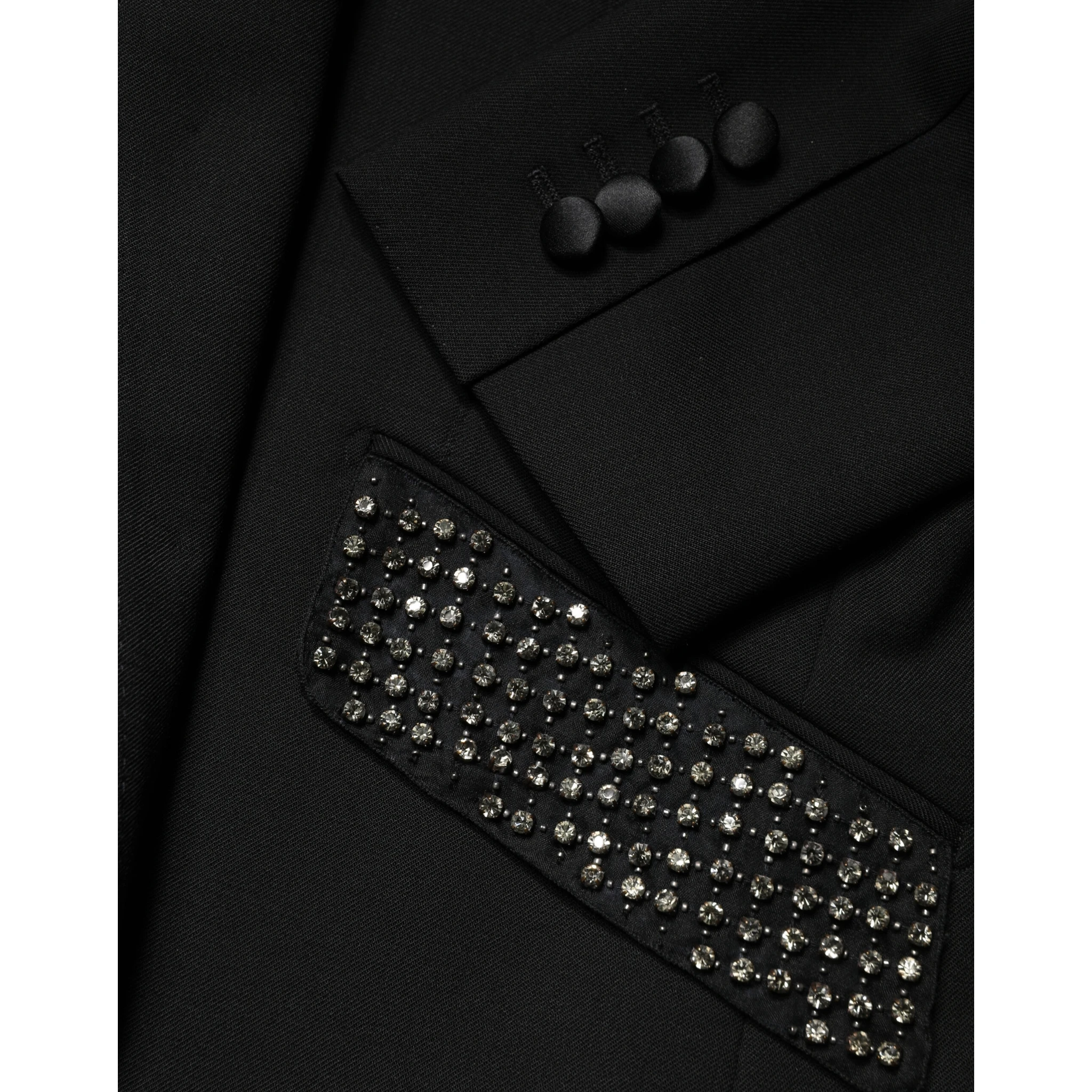 Black Embellished Single Breasted Blazer