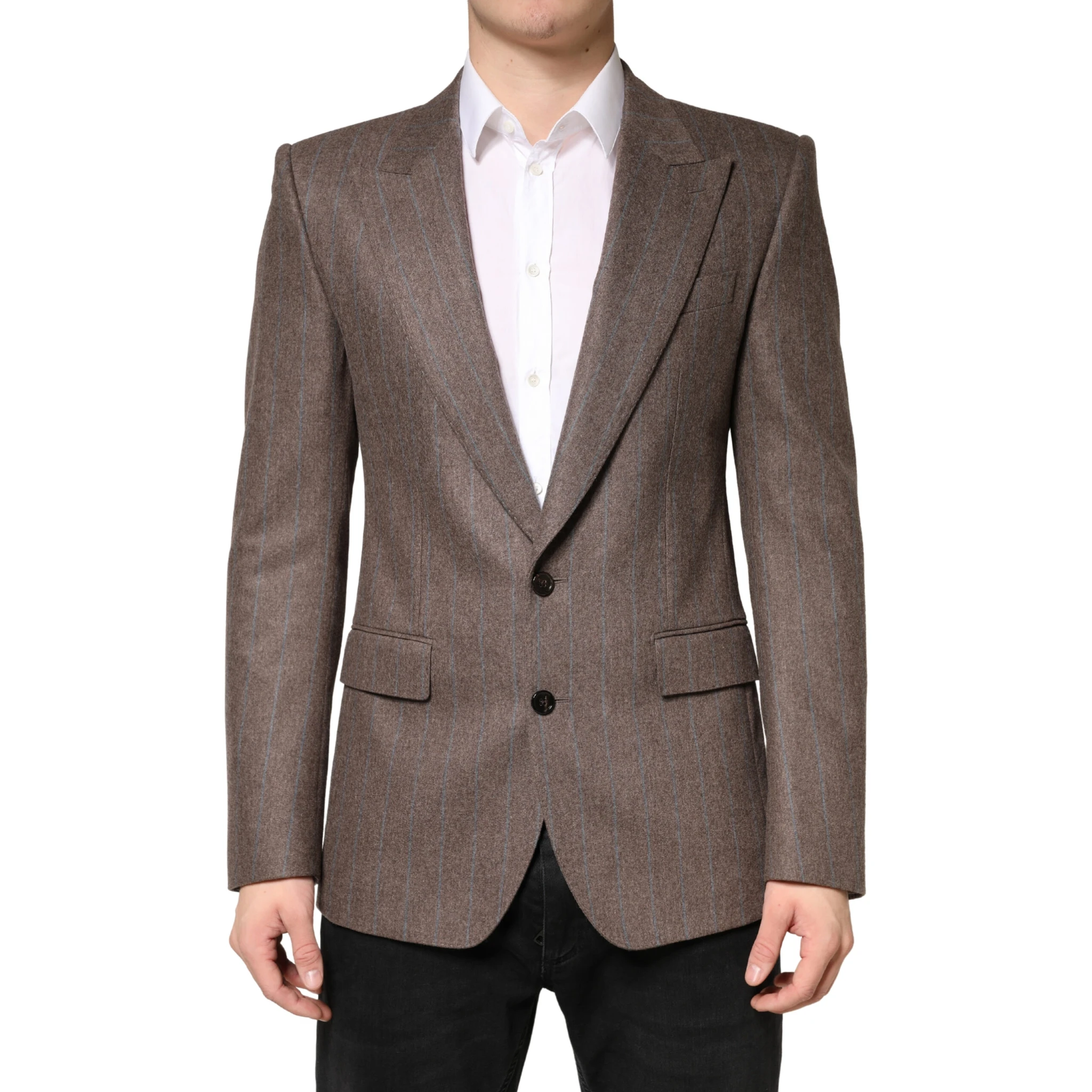Brown Stripes Single Breasted Blazer