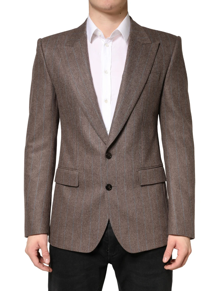 Brown Stripes Single Breasted Blazer