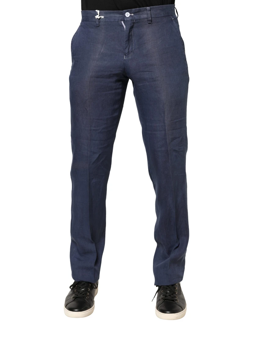 Navy Blue Skinny Chino Mid Waist Men Pants