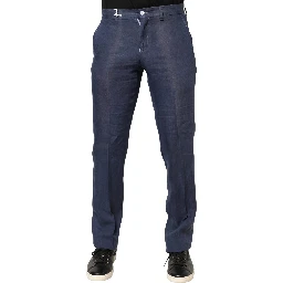 Navy Blue Skinny Chino Mid Waist Men Pants