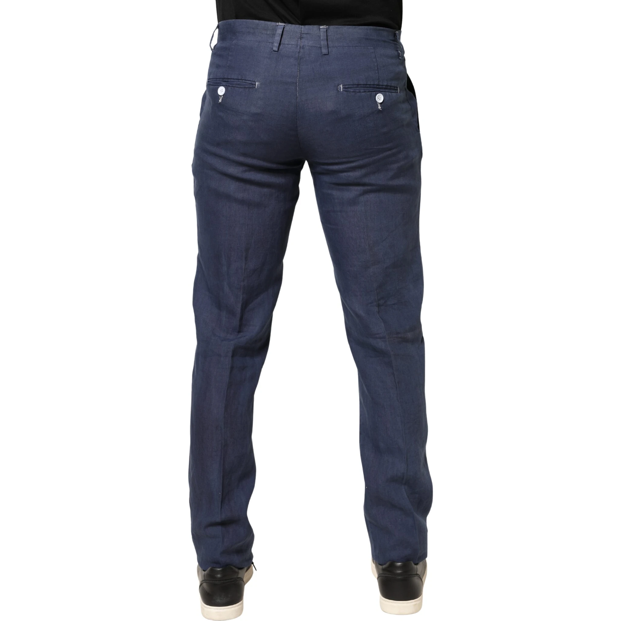 Navy Blue Skinny Chino Mid Waist Men Pants
