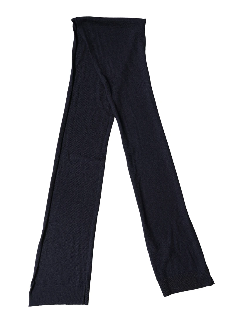 Black Wool Knitted Shawl Neck Wrap 200cm x 25cm  Scarf
