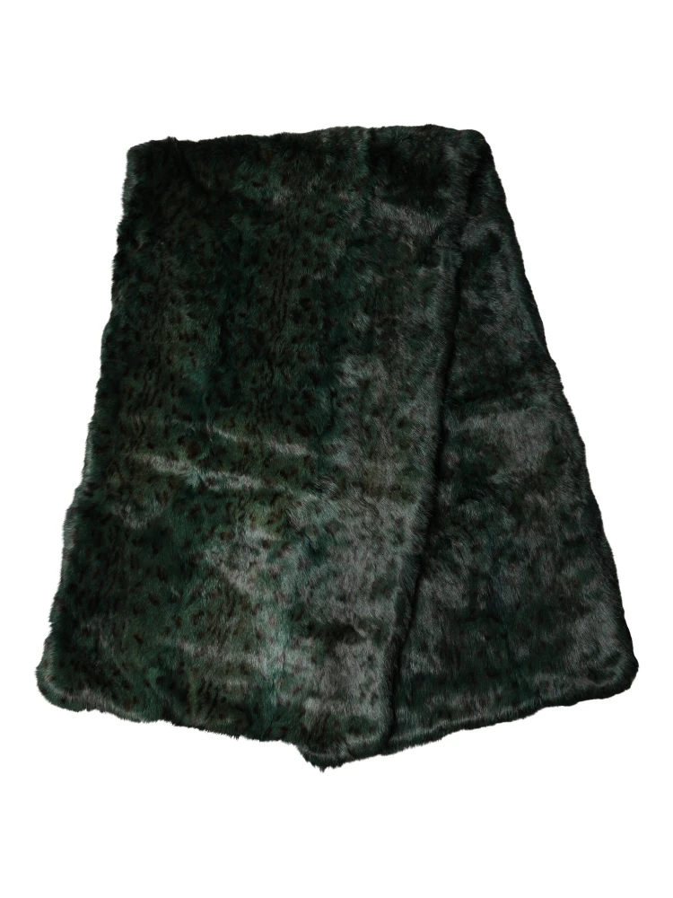 Black Green Stripe Fur Shawl Neck Wrap 180cm x49cm  Scarf alternative