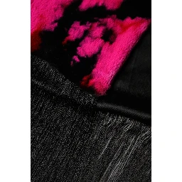 Pink Black Faux Fur Neck Wrap Fringes 200cm x 59cm Scarf