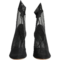 Black Nylon Stretch Mesh Sock Boots Shoes