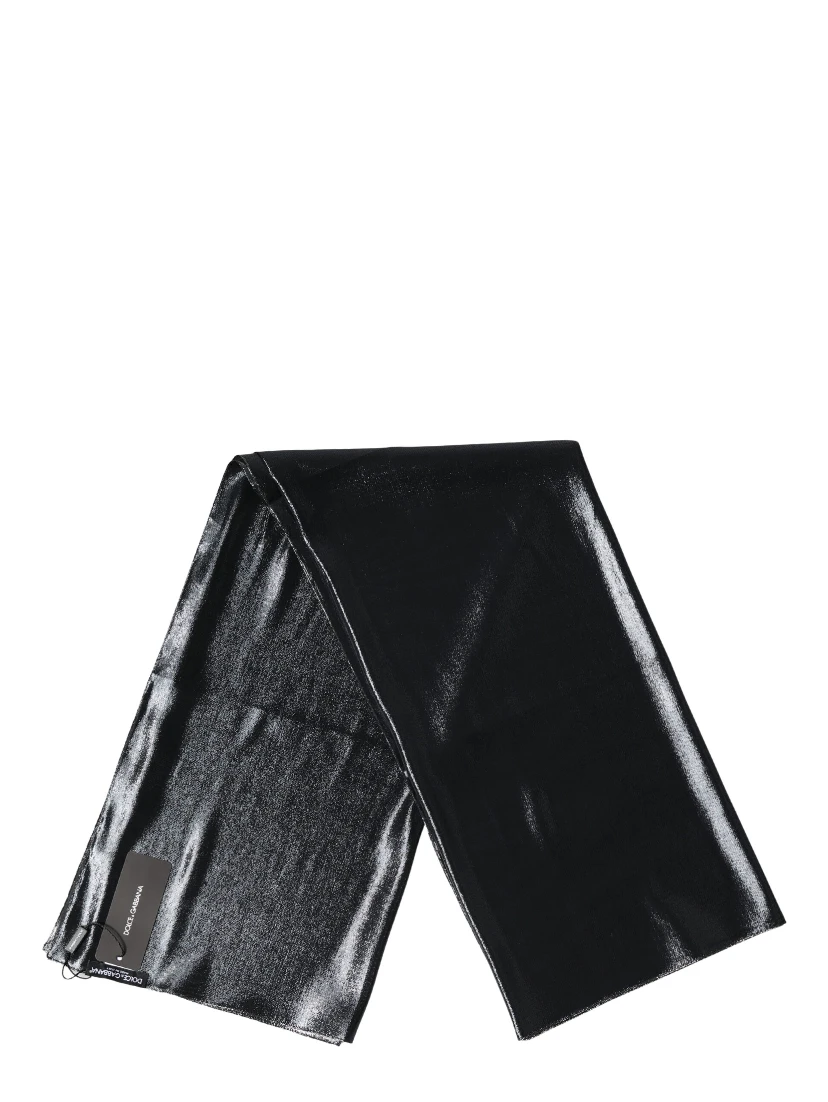 Black Silk Lurex Foulard Wrap Shawl 119cm x 117.5cm  Scarf