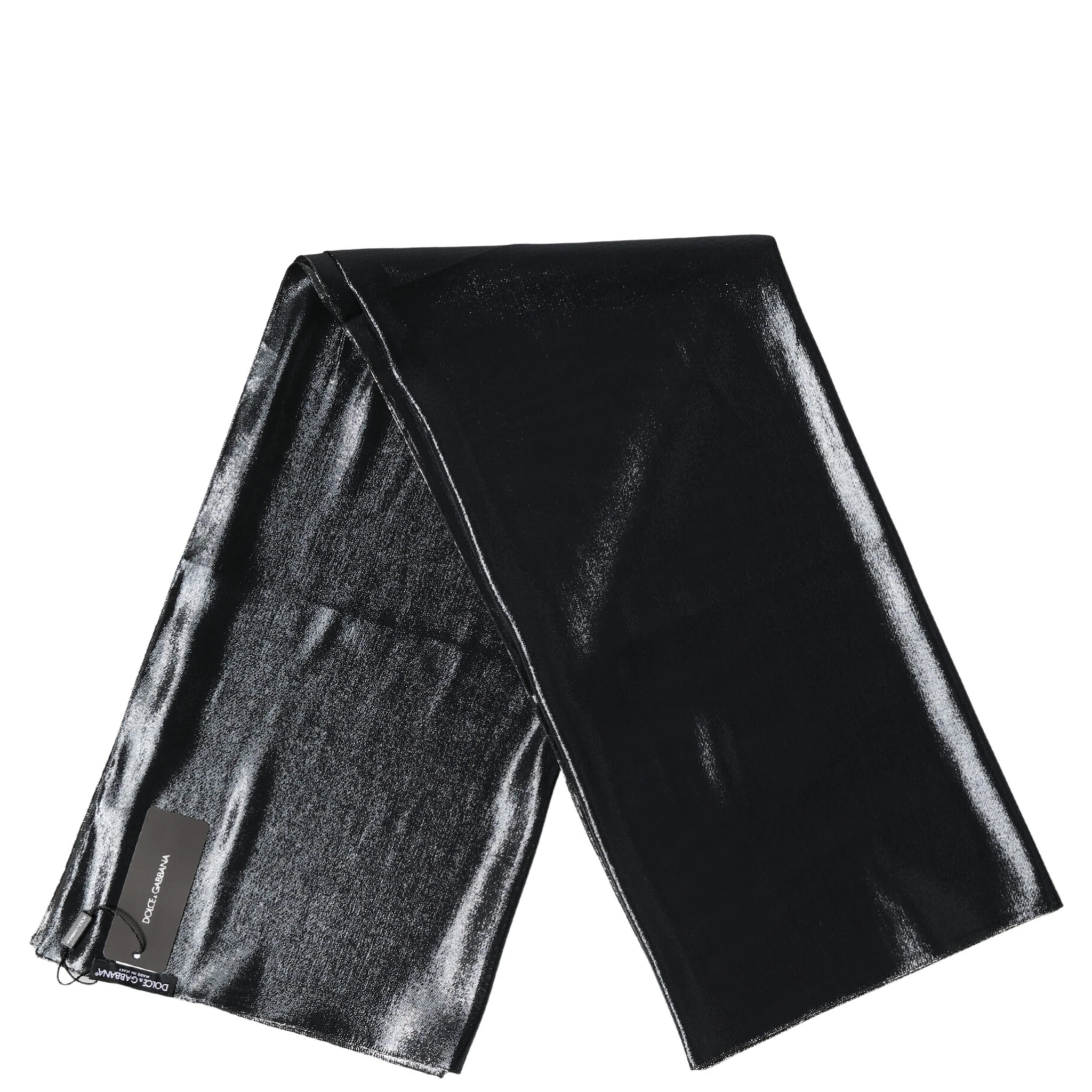 Black Silk Lurex Foulard Wrap Shawl 119cm x 117.5cm  Scarf