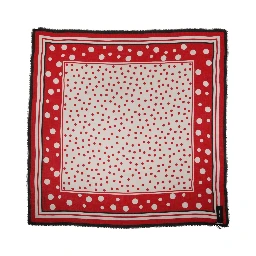 Red Polka Dot Print Square Stole 137cm x 134.5cm  Scarf