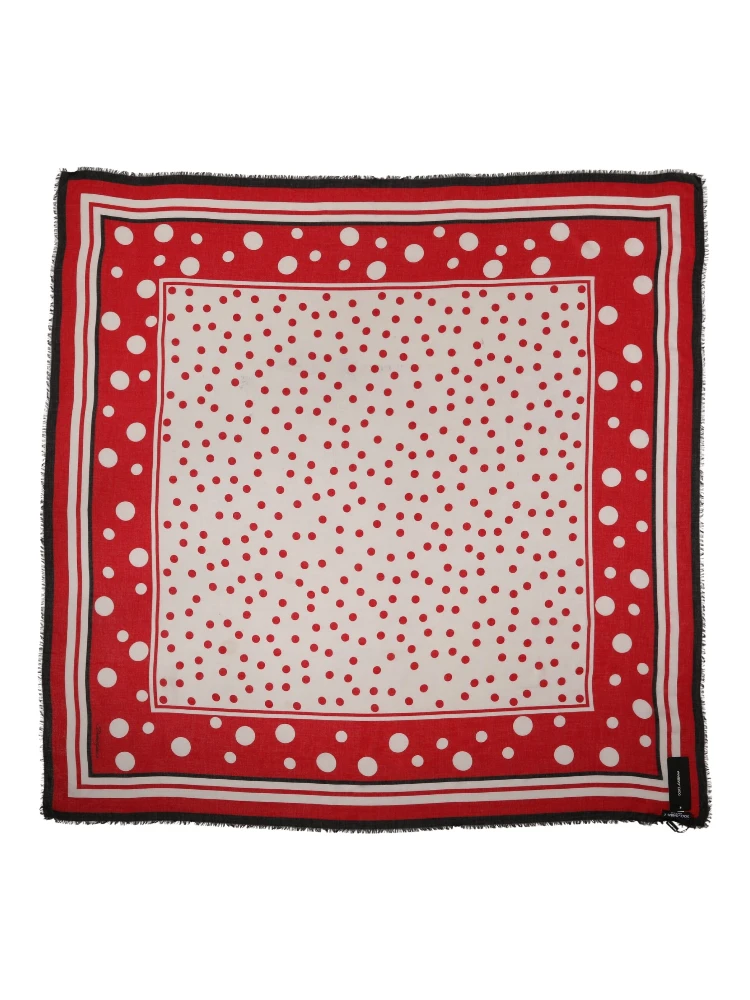 Red Polka Dot Print Square Stole 137cm x 134.5cm  Scarf alternative