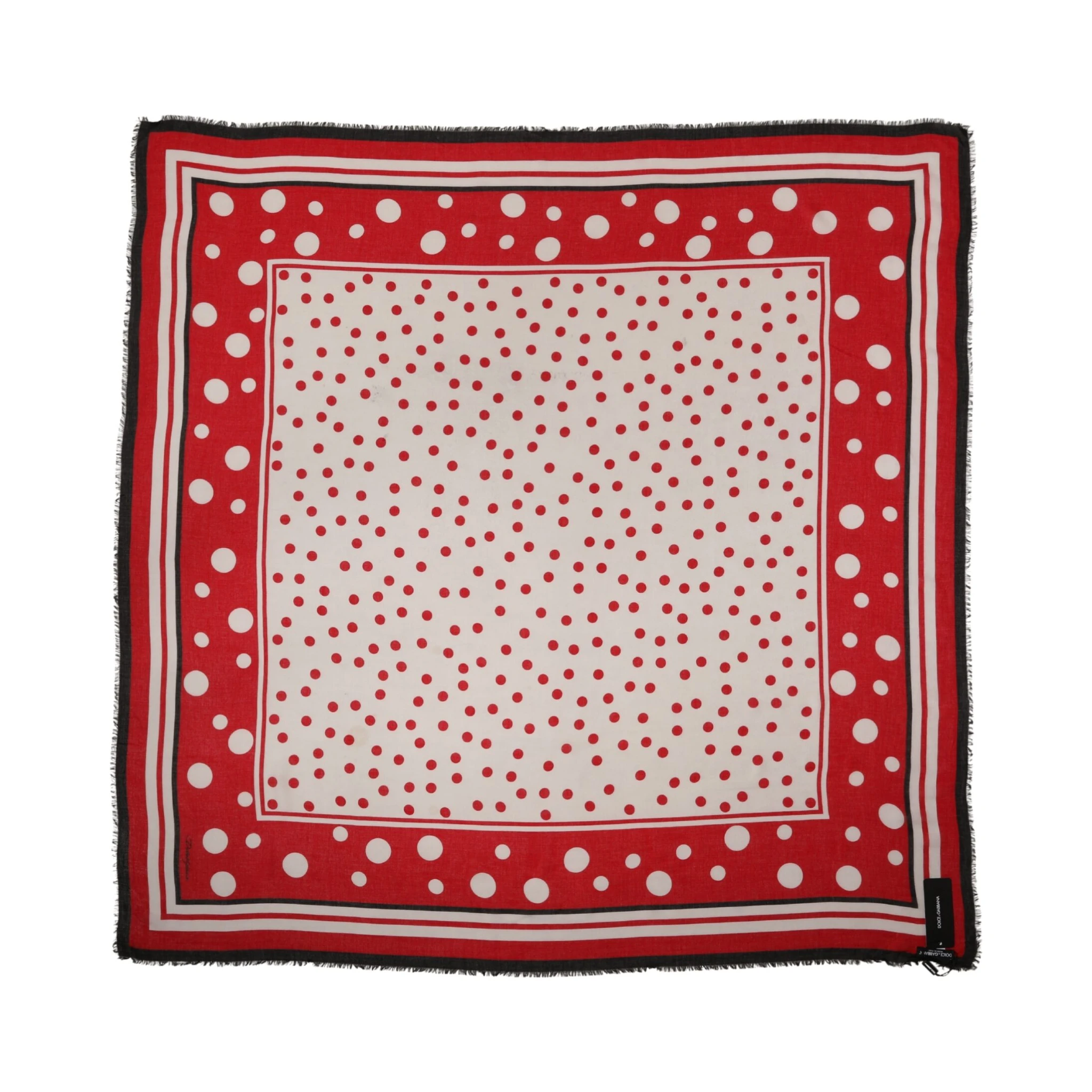 Red Polka Dot Print Square Stole 137cm x 134.5cm  Scarf