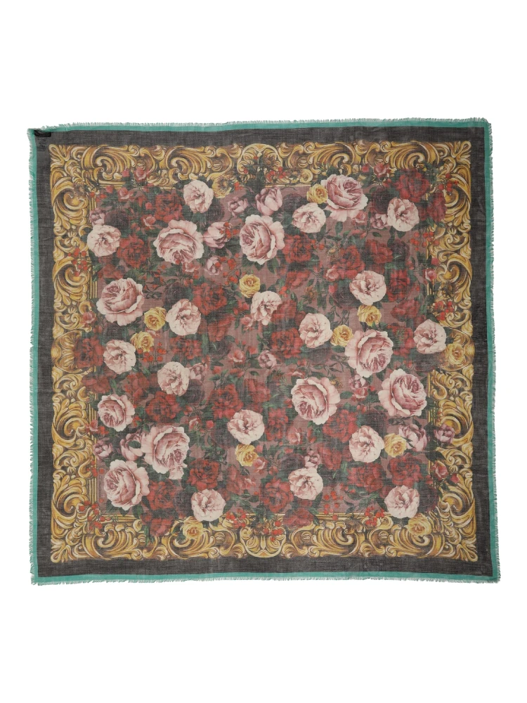 Multicolor Floral Cashmere Square Stole  Scarf