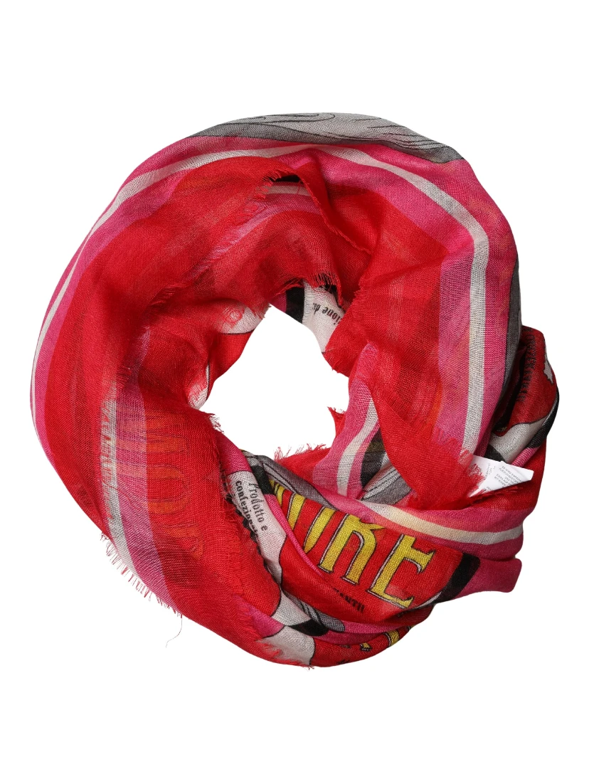 Pink DG Amore Print Neck Square Shawl 140cm x 140cm Scarf