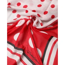 Red Polka Dot Print Square Stole 137cm x 134.5cm  Scarf