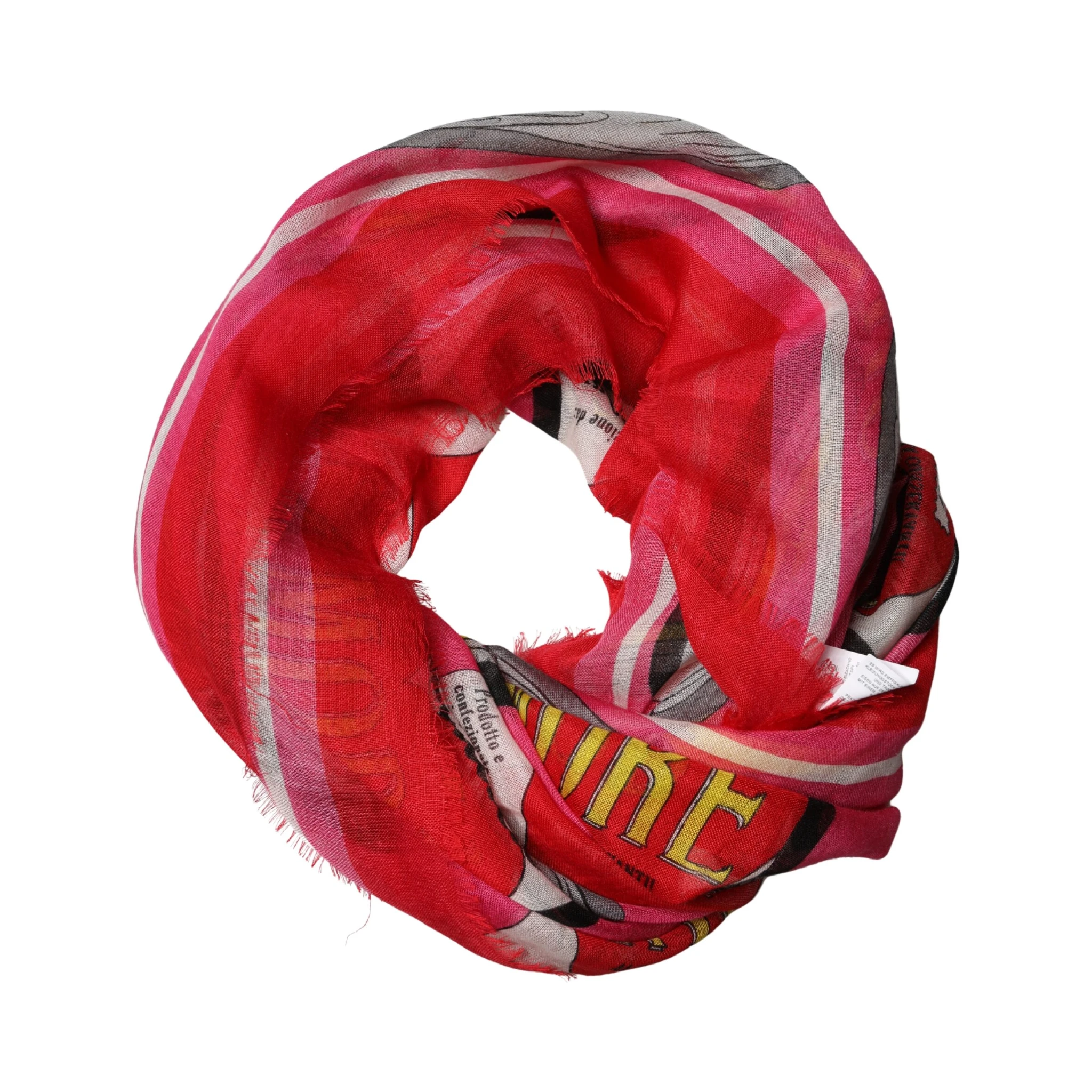 Pink DG Amore Print Neck Square Shawl 140cm x 140cm Scarf