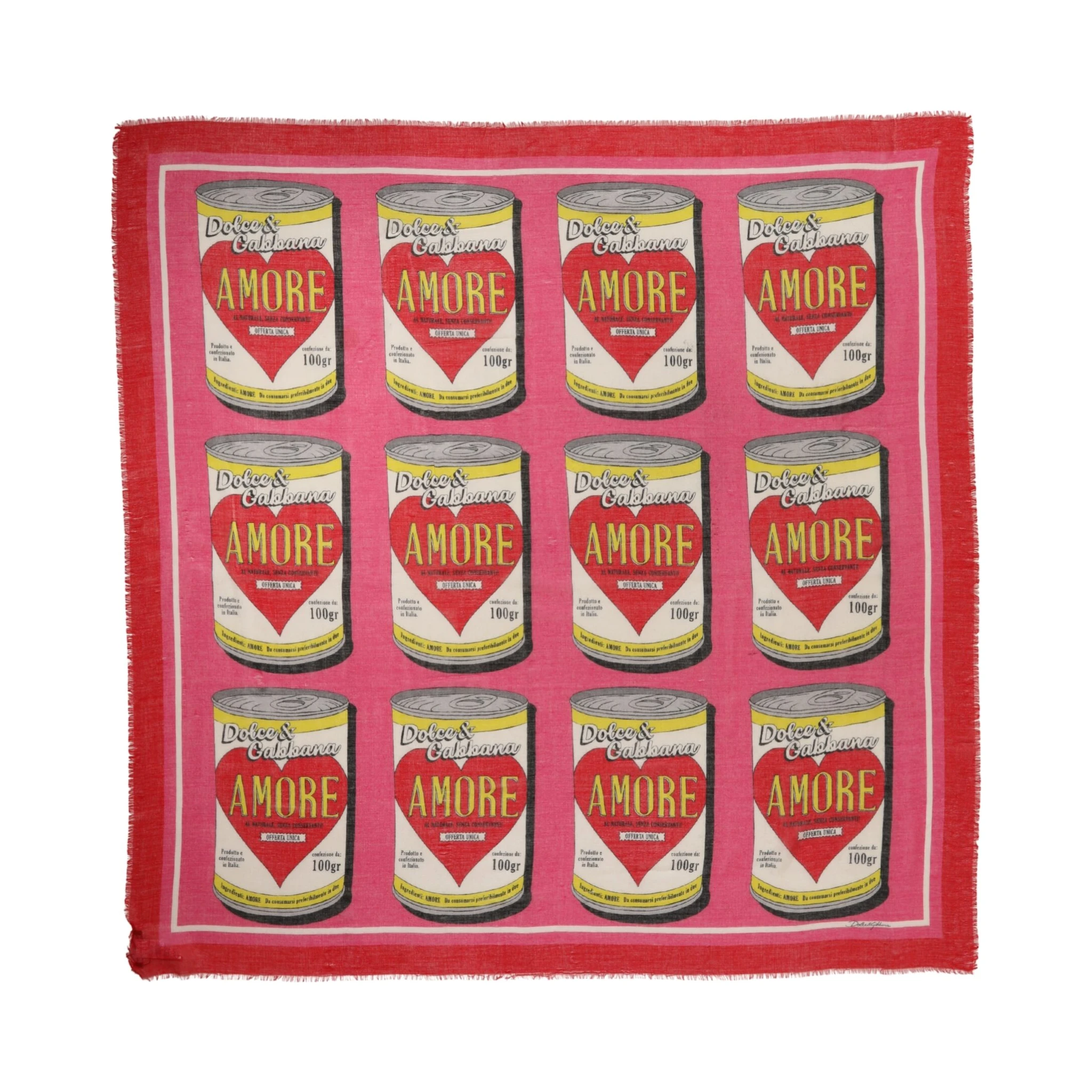 Pink DG Amore Print Neck Square Shawl 140cm x 140cm Scarf