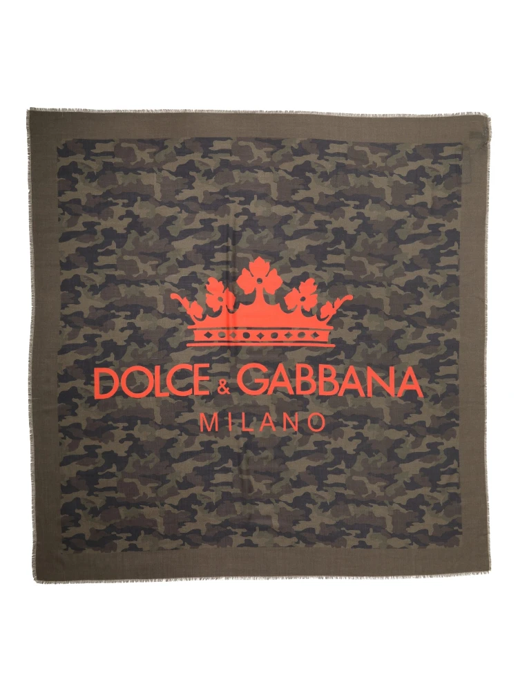 Green Camouflage Logo Cashmere 138cm x 137cm Men Scarf