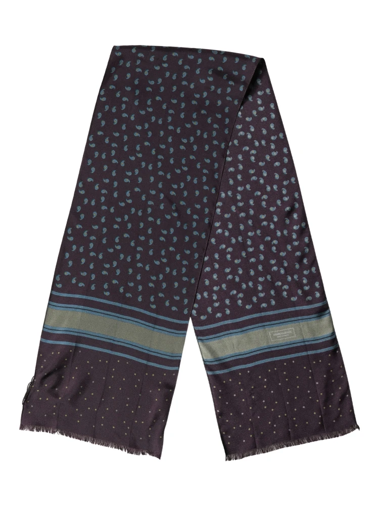 Men Scarf Maroon Patterned Silk Neck Foulard 132cm x 33cm