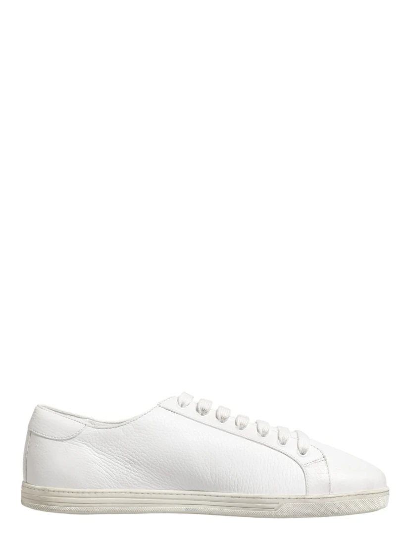 White Bianco Leather Men Low Top Sneakers Shoes