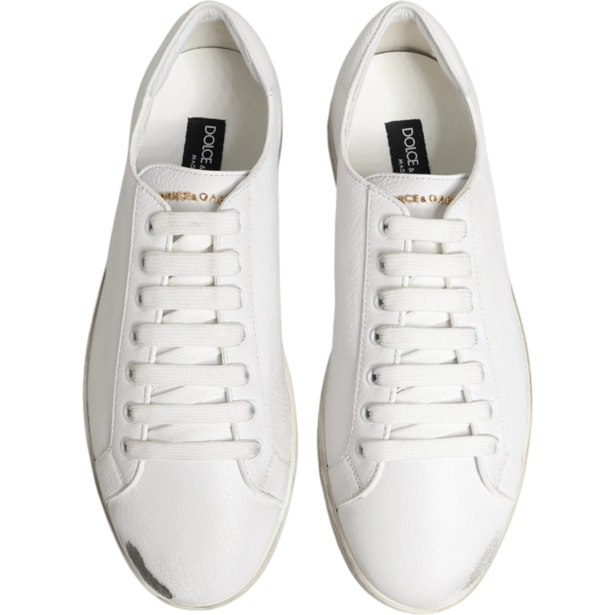 White Bianco Leather Men Low Top Sneakers Shoes