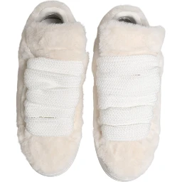 White Shearling Fur Bianco Low Top Sneakers Shoes