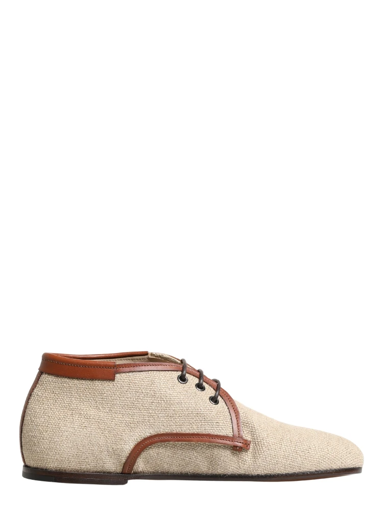 Beige Canvas Lace-Up Men Dress Derby Shoes alternative