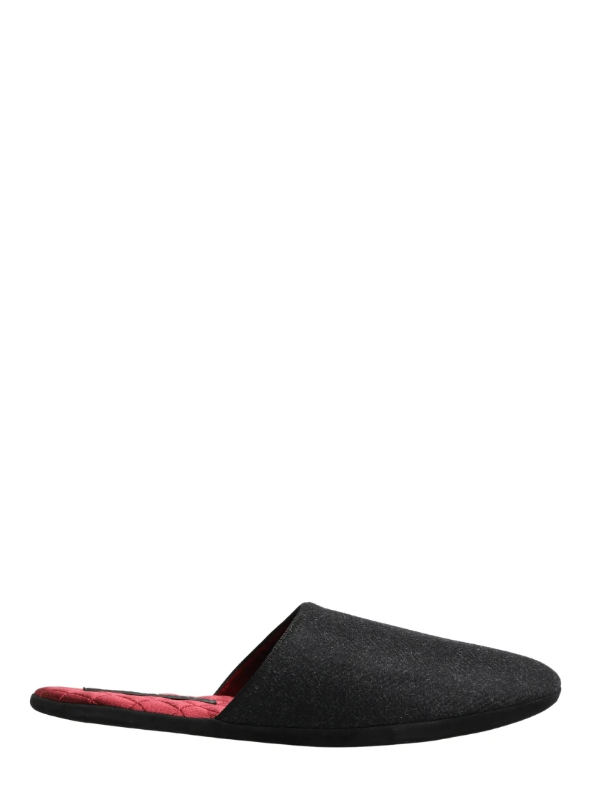 Anthracite Wool Cashmere Quilted Slippers Shoes