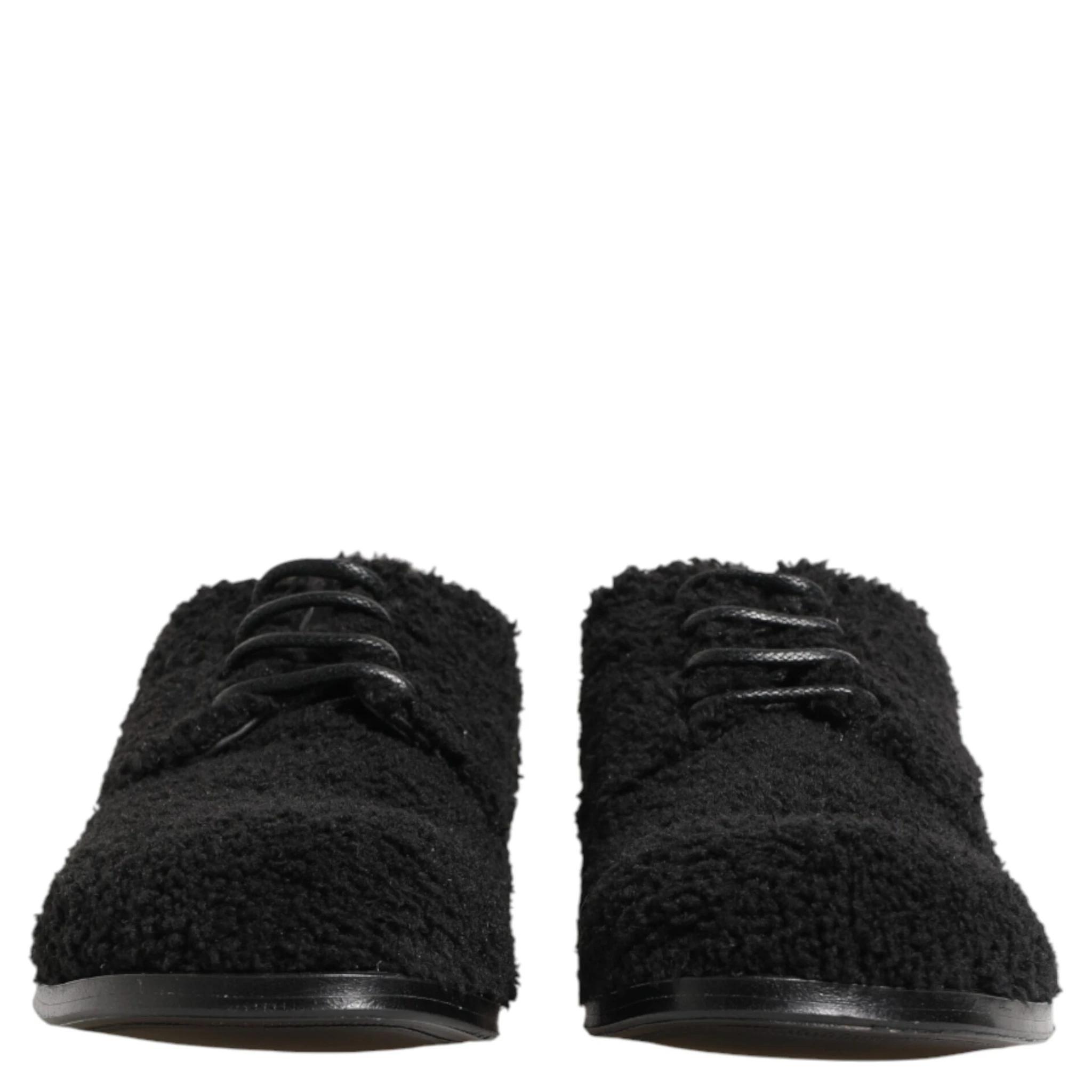 Men Black Riccio Shearling Dress Derby Shoes