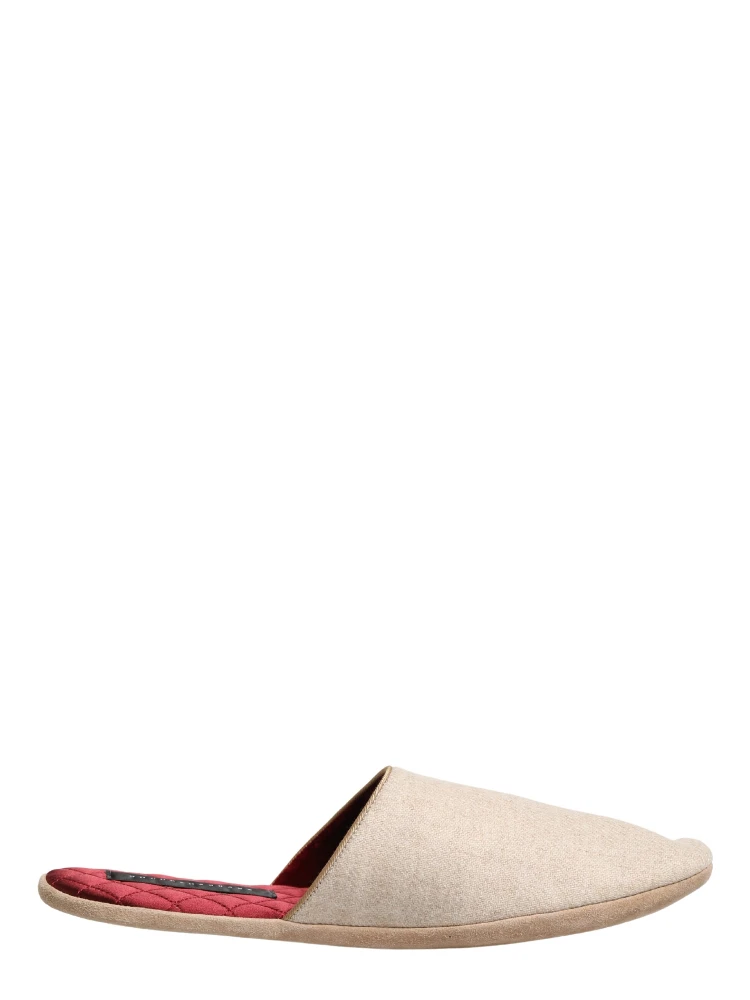 Beige Shetland Wool Red Quilted Slippers Shoes alternative