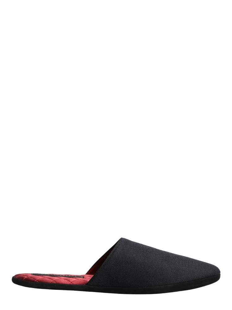 Dark Navy Wool Cotton Red Chevron Slippers Shoes alternative