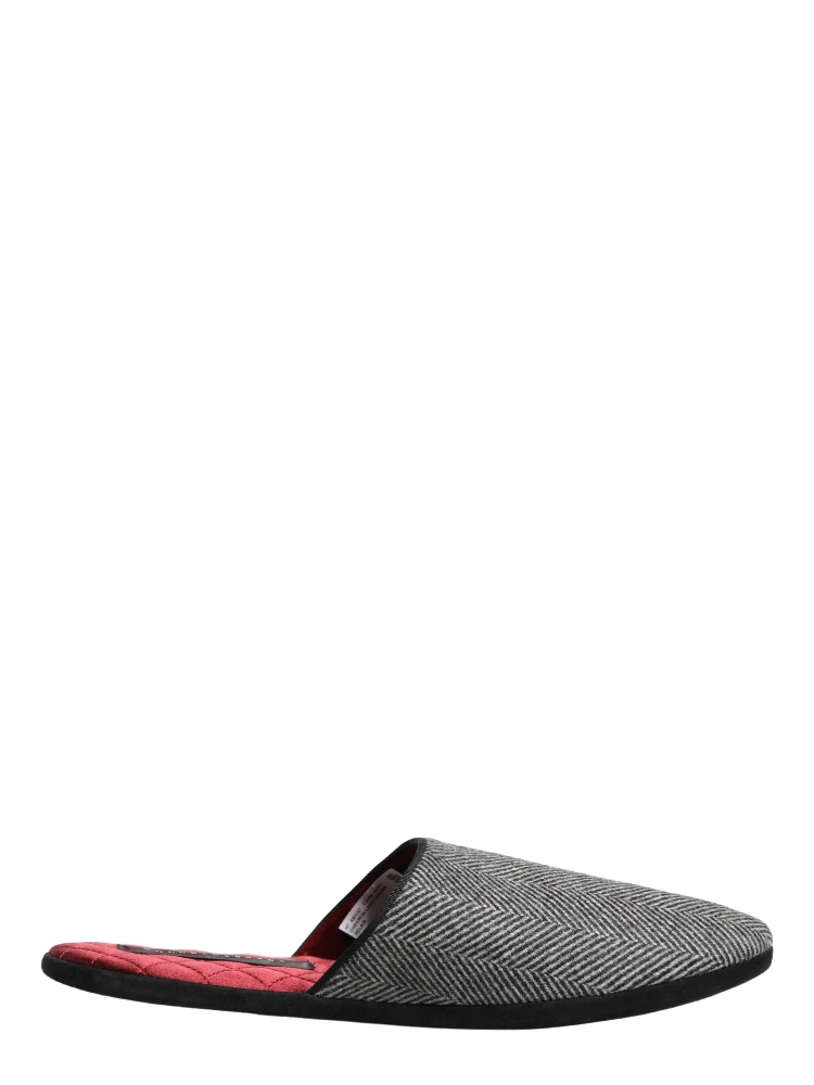 Grey Herringbone Cashmere Red Slippers Shoes alternative