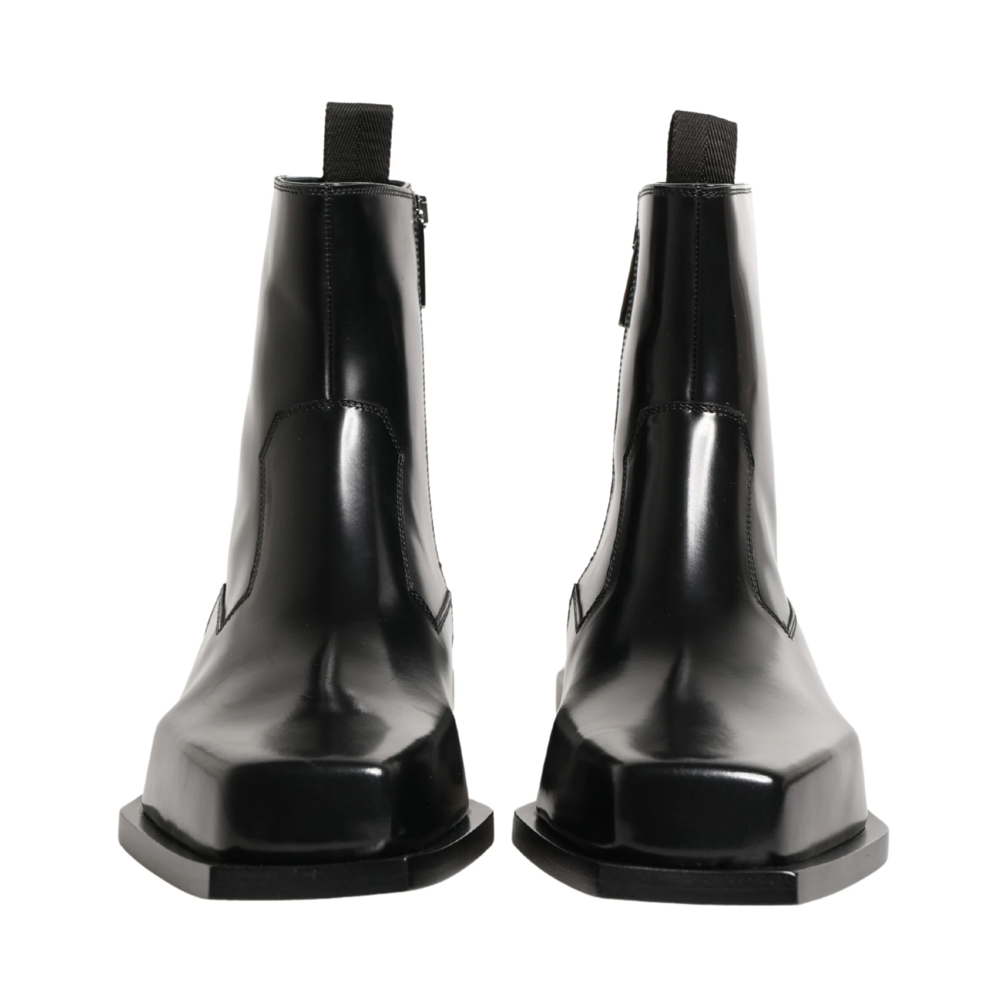 Black Leather Zip Closure Ankle Boots Shoes