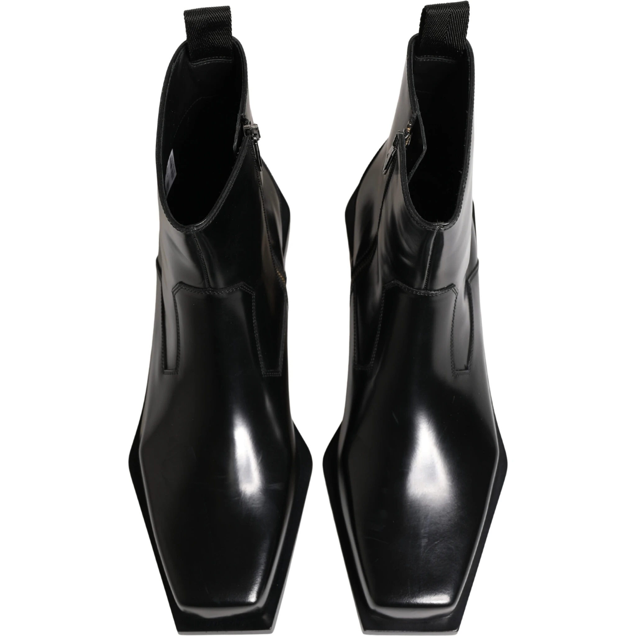 Black Leather Zip Closure Ankle Boots Shoes