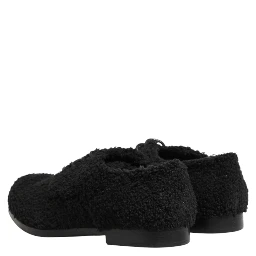 Men Black Riccio Shearling Dress Derby Shoes