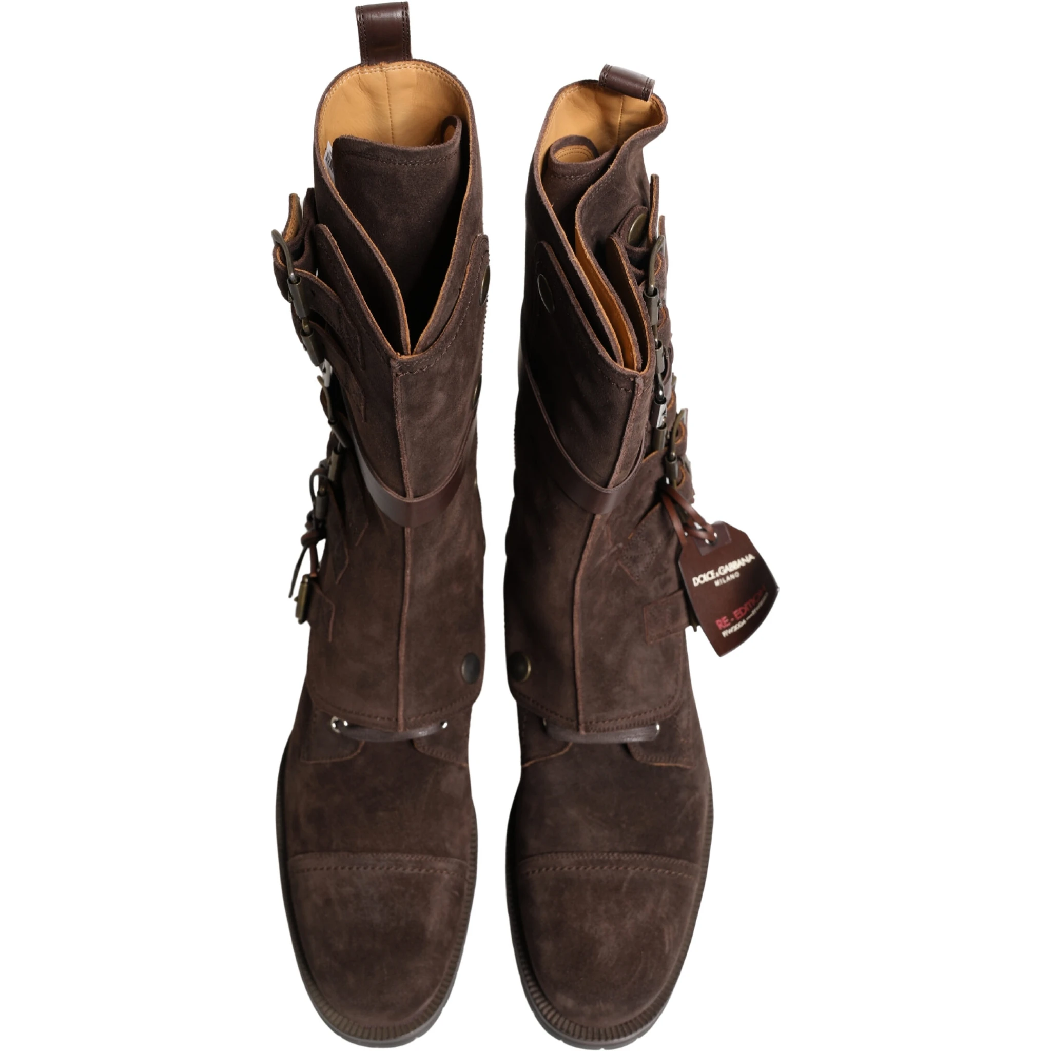 Brown Suede Leather Combat Ankle Boots  Shoes