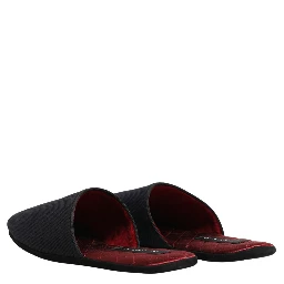 Dark Navy Wool Cotton Red Chevron Slippers Shoes