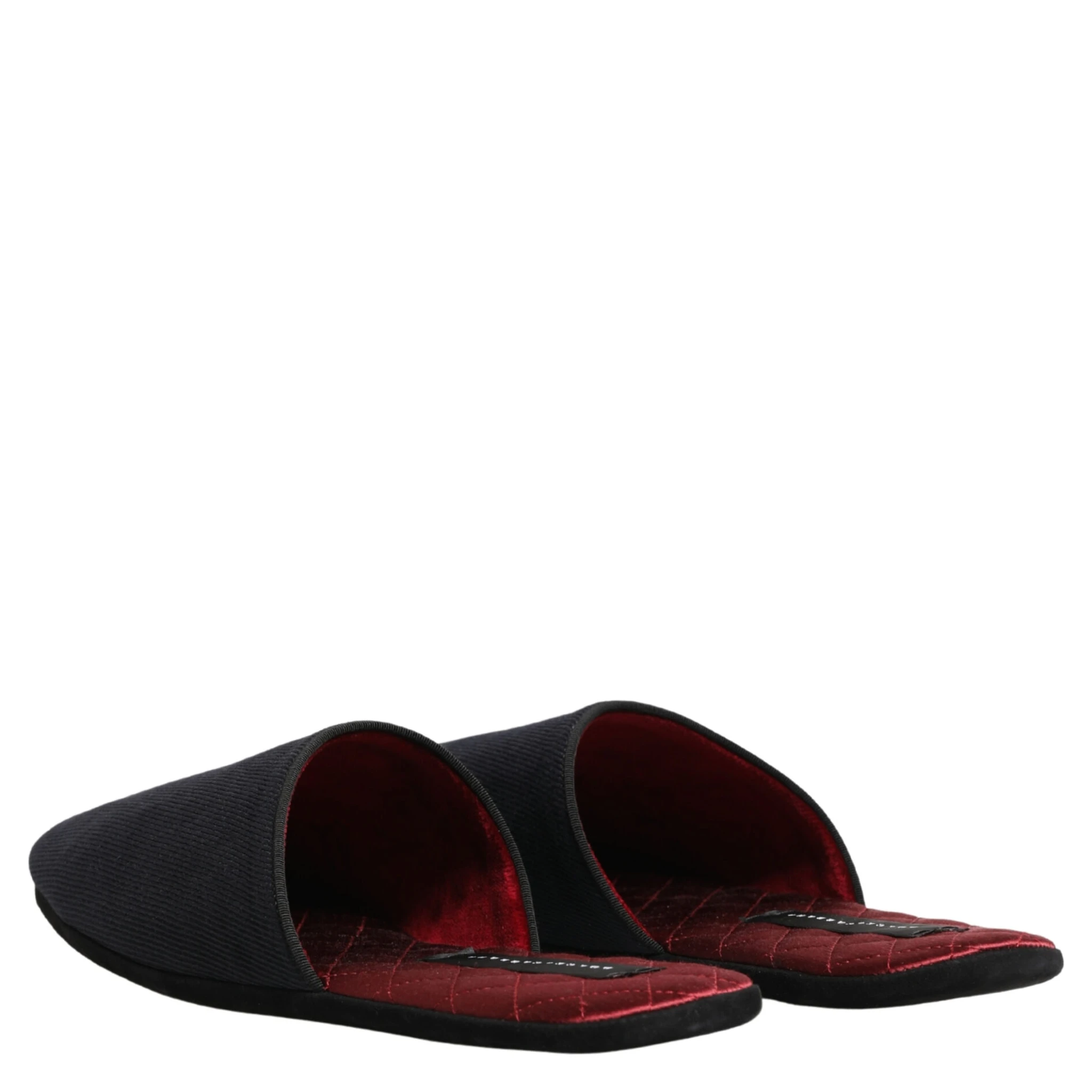 Dark Navy Wool Cotton Red Chevron Slippers Shoes