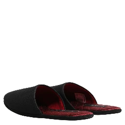 Black Wool Cashmere Red Quilted Slippers Shoes