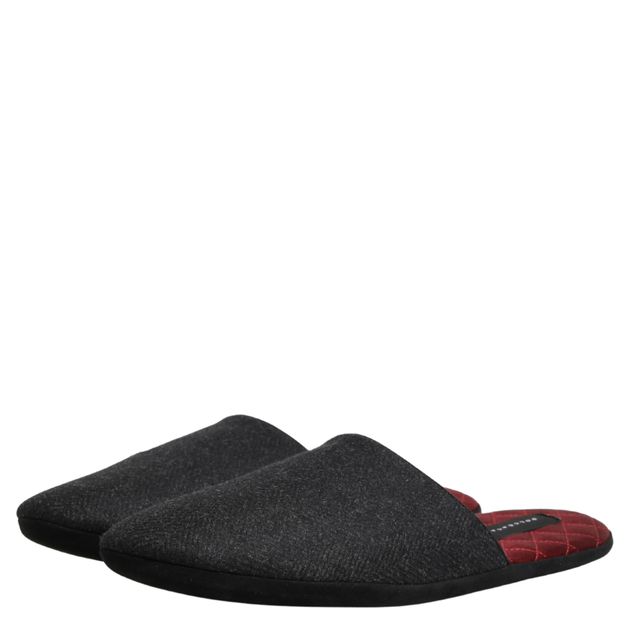 Anthracite Wool Cashmere Quilted Slippers Shoes