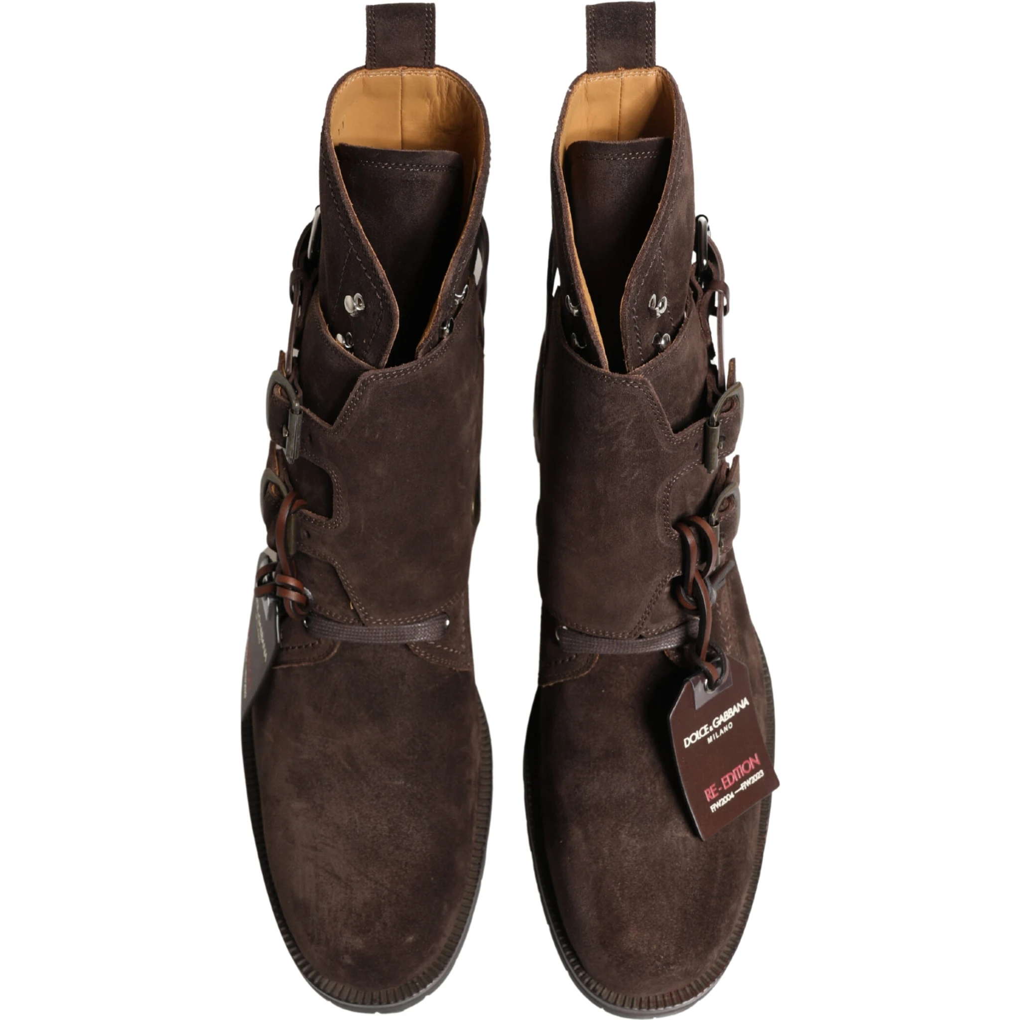 Brown Suede Leather Buckle Ankle Boots Shoes
