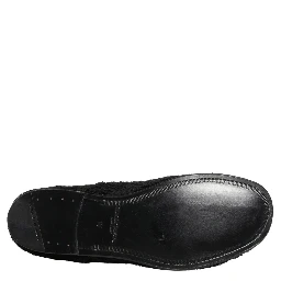 Men Black Riccio Shearling Dress Derby Shoes