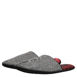 Grey Herringbone Cashmere Red Slippers Shoes