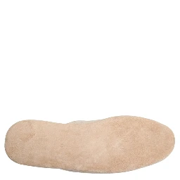 Beige Shetland Wool Red Quilted Slippers Shoes