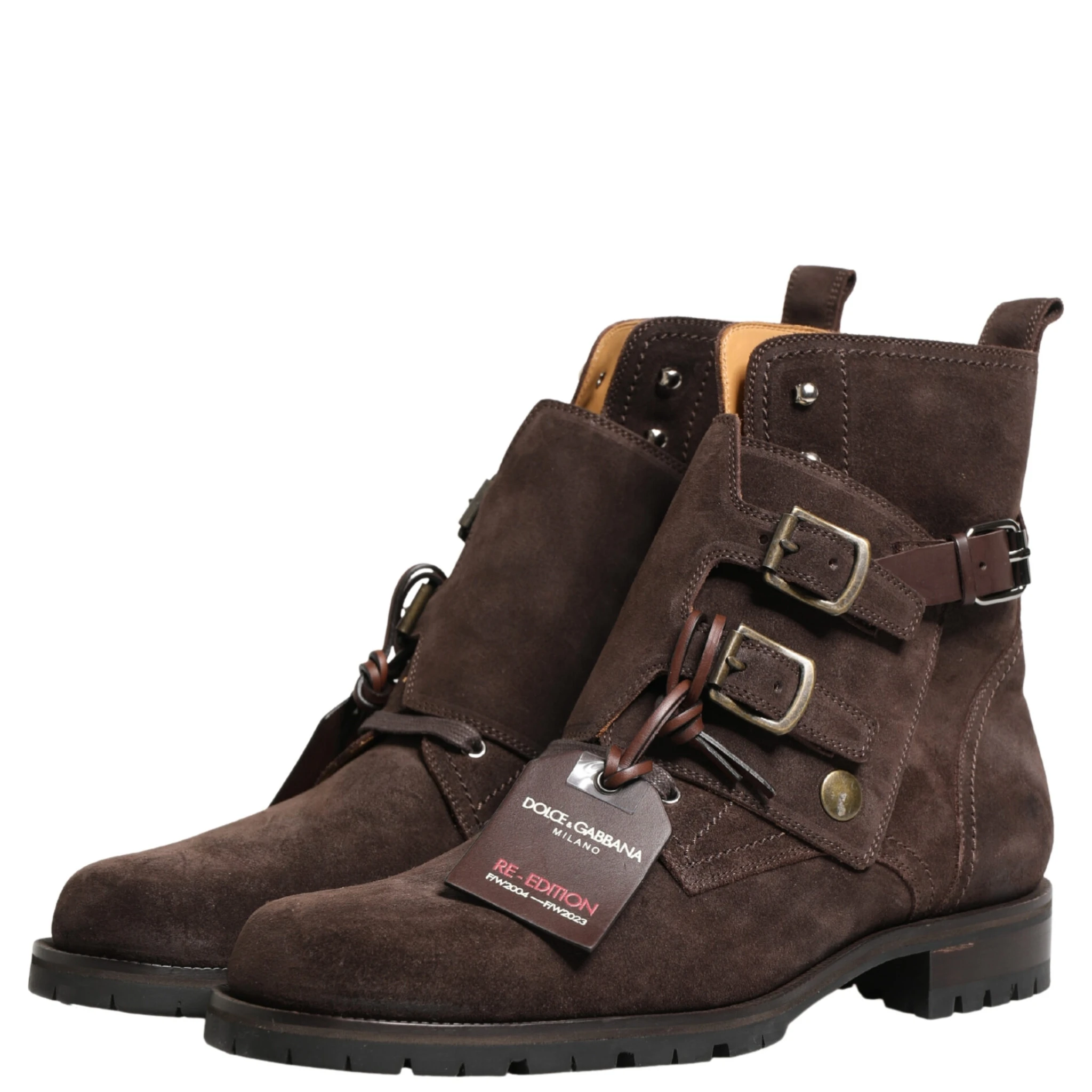 Brown Suede Leather Buckle Ankle Boots Shoes