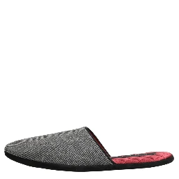 Grey Herringbone Cashmere Red Slippers Shoes