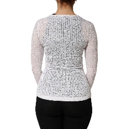White Lace Silk Knit Long Sleeves Cardigan Top