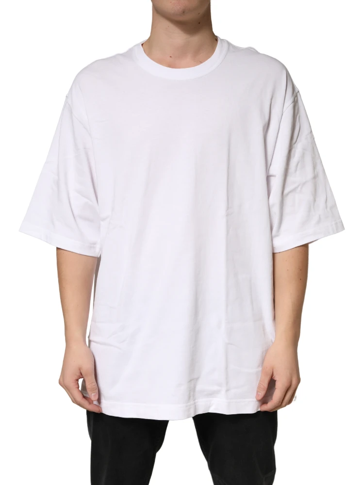 White Cotton Crewneck Short Sleeve T-Shirt