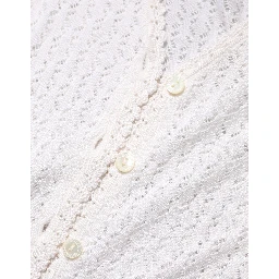 White Lace Silk Knit Long Sleeves Cardigan Top