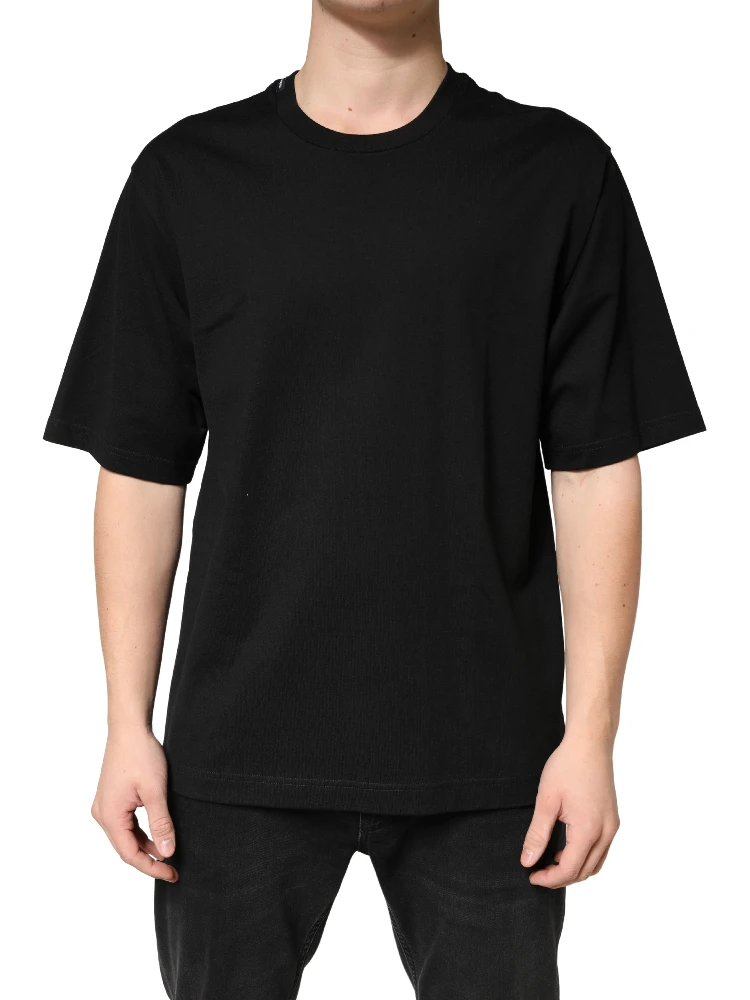 Black Cotton Crewneck Short Sleeve T-Shirt alternative